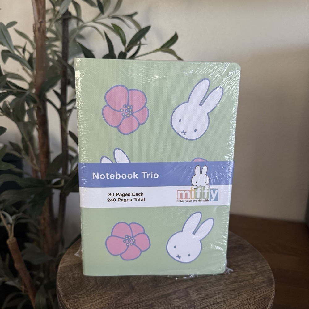 NEW Miffy‎ Green Pink Floral Notebook Trio 3 Pack Journals 80 Lined Pages Each